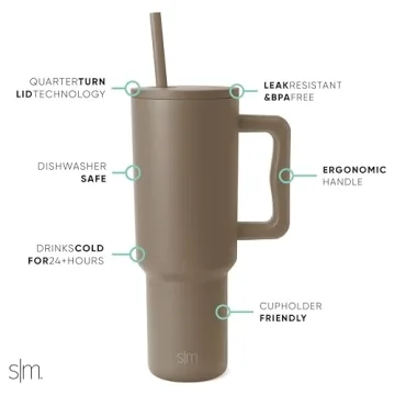 40 oz Insulated Stainless Steel Tumbler with Handle & Straw Lid