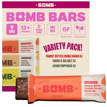 The Bomb Co. Bomb Bars Variety Pack, Healthy Snacks, Plant Based Bars With Superfood & Super Seeds, ...
