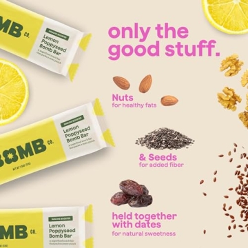 The Bomb Co. Bomb Bars Variety Pack, Healthy Snacks, Plant Based Bars With Superfood & Super Seeds, On the Go Snack & Breakfast Bar, Energy Support, Gluten Free, Non GMO, Dairy Free, 9 Bars
