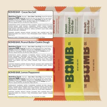 The Bomb Co. Bomb Bars Variety Pack, Healthy Snacks, Plant Based Bars With Superfood & Super Seeds, On the Go Snack & Breakfast Bar, Energy Support, Gluten Free, Non GMO, Dairy Free, 9 Bars