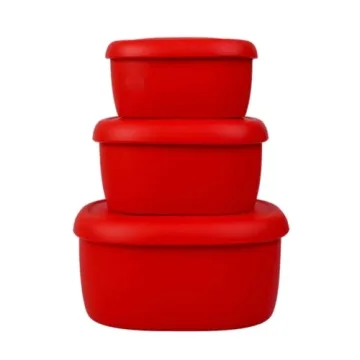 BLUE GINKGO Nesting Silicone Containers - Set of 3 Hard-Shell Food Storage Solutions | BPA Free, Air...
