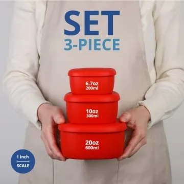 BLUE GINKGO Silicone Food Storage Containers - Set of 3