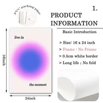 Aura Pictures Aesthetic Inspirational Posters Live in the Moment Wall Art Spiritual Posters for Room Aesthetic Preppy Canvas Wall Art Positive Affirmation Aura Poster Energy Artwork 16x24inch No Frame