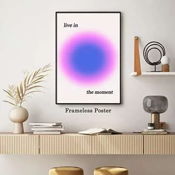 Aura Pictures Aesthetic Inspirational Posters Live in the Moment Wall Art Spiritual Posters for Room Aesthetic Preppy Canvas Wall Art Positive Affirmation Aura Poster Energy Artwork 16x24inch No Frame
