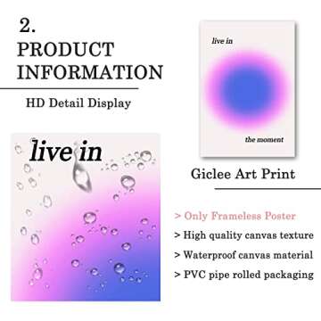 Aura Pictures Aesthetic Inspirational Posters Live in the Moment Wall Art Spiritual Posters for Room Aesthetic Preppy Canvas Wall Art Positive Affirmation Aura Poster Energy Artwork 16x24inch No Frame