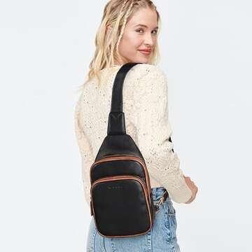 WESTBRONCO Sling Bag Small Crossbody Bags for Women Vegan Leather Fanny Pack Chest Bags for Travel C...