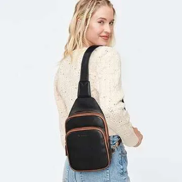 WESTBRONCO Sling Bag Small Crossbody Bags for Women Vegan Leather Fanny Pack Chest Bags for Travel C...