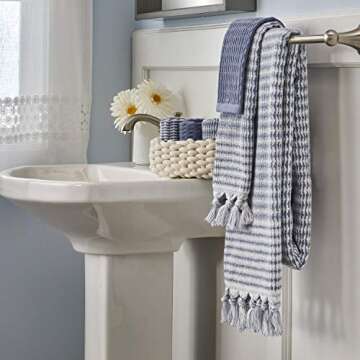 SKL Home by Saturday Knight Ltd. Longborough Hand Towel (2-Pack),Denim Blue, 16x26