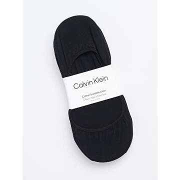 Calvin Klein Men's No Show Socks - 3 Pack Soft Cotton Blend Invisible Liners Loafer Socks for Men wi...