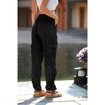 PRETTYGARDEN Women's Satin Jogger Pants Casual High Waist Long Lounge Pant Trousers with Pockets (Z_Black,X-Large)