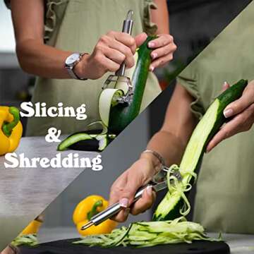 Boxgear Stainless Steel Dual Blade Vegetable Peeler - Commercial Grade Julienne Cutter, Slicer, Shre...