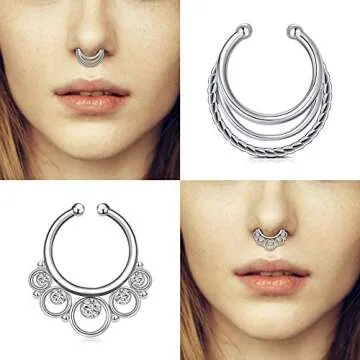 MODRSA Fake Septum Nose Hoop Rings - Stylish Non-Piercing Jewelry for All