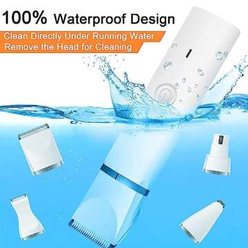 Veeconn Dog Clippers Grooming Kit Hair Clipper-Low Noise Paw Trimmer- Rechargeable - Cordless Quiet Nail Grinder Shaver for Cats and Other Pets