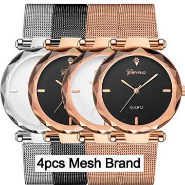 yunanwa 10 Pack Wholesale Women's Watches Classic Business Rose Stainless Steel Rhinestone Inlaid Wr...