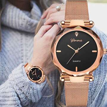 yunanwa 10 Pack Wholesale Women's Watches Classic Business Rose Stainless Steel Rhinestone Inlaid WristWatches Geneva relogio