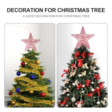 KESYOO Christmas Glitter Star Tree Topper Ornament Metal Decor