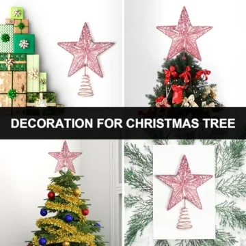 KESYOO Christmas Glitter Star Tree Topper Ornament Metal Decor