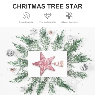 KESYOO Christmas Glitter Star Tree Topper Ornament Metal Decor