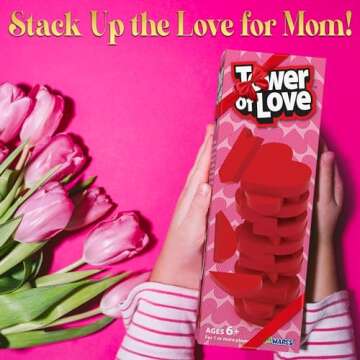 Funwares Wooden Blocks Stacking Game, Tumbling Tower and Balance Game, Family & Party Fun, Game for Kids and Adults, Ages 6+,The Enchanting Heart-Shaped Wood Blocks Stacking Game