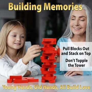 Funwares Wooden Blocks Stacking Game, Tumbling Tower and Balance Game, Family & Party Fun, Game for Kids and Adults, Ages 6+,The Enchanting Heart-Shaped Wood Blocks Stacking Game