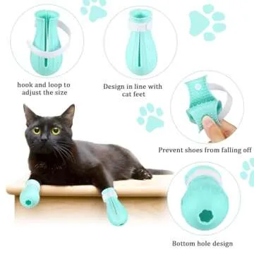 Cat Muzzle for Grooming Cat Adjustable Hood with Paw Covers, Kitten Breathable Anti Bite Muzzles Anti Scratch Boots Silicone Pussy Shoes Boots Kitten Paw Protector for Pet Bathing Shaving(Medium)