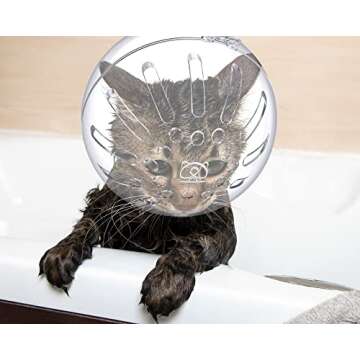 Cat Muzzle for Grooming Cat Adjustable Hood with Paw Covers, Kitten Breathable Anti Bite Muzzles Anti Scratch Boots Silicone Pussy Shoes Boots Kitten Paw Protector for Pet Bathing Shaving(Medium)