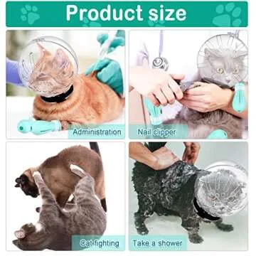 Cat Muzzle for Grooming Cat Adjustable Hood with Paw Covers, Kitten Breathable Anti Bite Muzzles Anti Scratch Boots Silicone Pussy Shoes Boots Kitten Paw Protector for Pet Bathing Shaving(Medium)