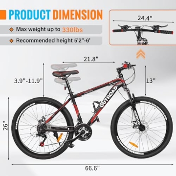 Outroad Mountain Bike: 21-Speed Durability and Style