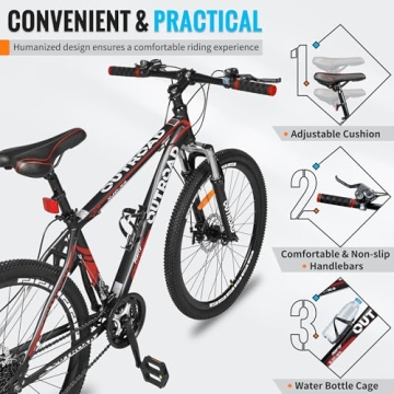 Outroad Mountain Bike: 21-Speed Durability and Style