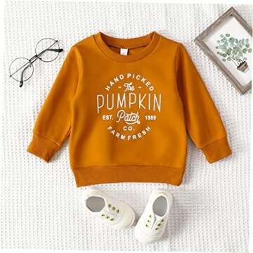 BOEBNOZCV Toddler Baby Boy Girl Halloween Sweatshirt Top Long Sleeve Pumpkin Letter Print Oversized Sweater Shirts Fall Clothes (Brown Pumpkin Sweatshirt,4-5T)