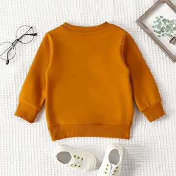 BOEBNOZCV Toddler Baby Boy Girl Halloween Sweatshirt Top Long Sleeve Pumpkin Letter Print Oversized Sweater Shirts Fall Clothes (Brown Pumpkin Sweatshirt,4-5T)
