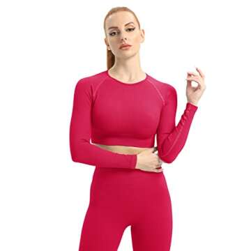 VALANDY Women's Workout Set 2 Piece Gym Seamless Leggings Ribbed Crop Top Active Wear Outfits