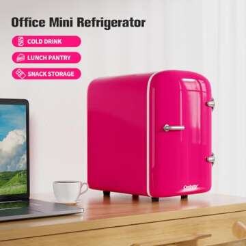 Skincare fridge - mini fridge refrigerator 4 Liter/6 Can Capacity, Cooler and Warmer, for Refrigerating Makeup, Skin care and Food, Mini Fridge for Bedroom, Office and Car, Pink