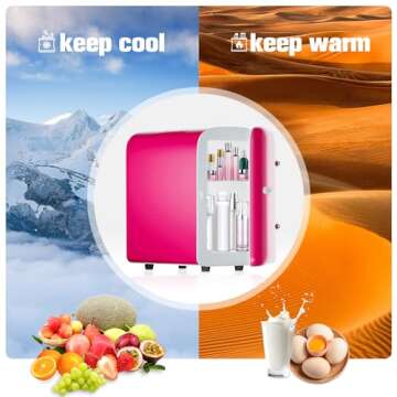 Skincare fridge - mini fridge refrigerator 4 Liter/6 Can Capacity, Cooler and Warmer, for Refrigerating Makeup, Skin care and Food, Mini Fridge for Bedroom, Office and Car, Pink