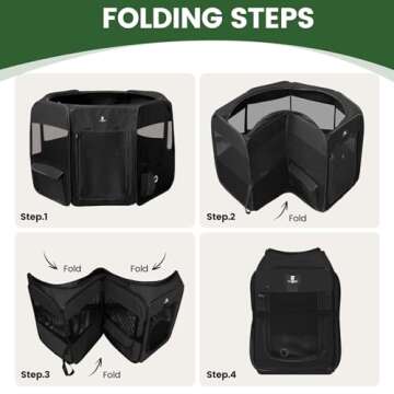 X-ZONE PET Dog Playpen Portable Pet Play Pens for Puppies, Cat, Rabbit, Chicks, Foldable Exercise Play Tent Kennel Crate, Indoor/Outdoor Travel Camping Black X-Large