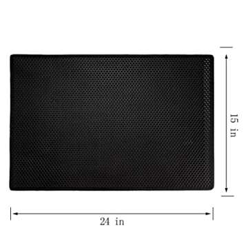 Cat Litter Box Mat: Easy Clean Cat Litter Mat for Floor, Cute Cat Litter Trapping Mat (15 * 24in-Black-1)