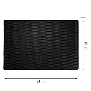 Cat Litter Box Mat: Easy Clean Cat Litter Mat for Floor, Cute Cat Litter Trapping Mat (15 * 24in-Black-1)