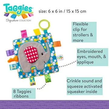 Taggies Crinkle Me Elephant Toy for Babies and Infants