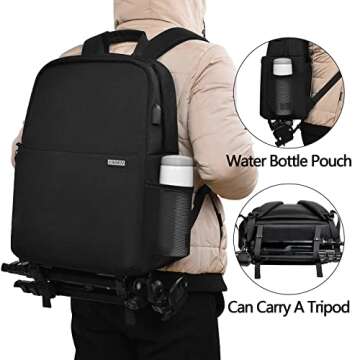 CADeN Waterproof Camera Backpack with Laptop Compartment