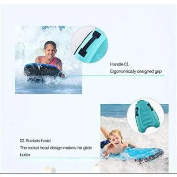 Inflatable Surf Body Board with Handles for Kids & Adults