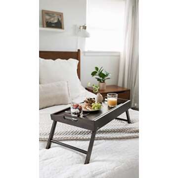 ROSSIE HOME Bamboo Bed Tray, Lap Desk with Phone Holder - Fits up to 17.3 Inch Laptops and Most Tablets - Java - Style No. 78112