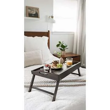 ROSSIE HOME Bamboo Bed Tray, Lap Desk with Phone Holder - Fits up to 17.3 Inch Laptops and Most Tablets - Java - Style No. 78112