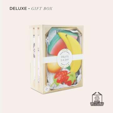 Le Toy Van Honeybake Collection Fruits '5 A Day' Food Crate Premium Wooden Toys for Kids Ages 3 Years & Up