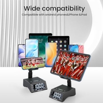 JTEMAN Gifts for Men Women,Cell Phone Stand with Wireless Bluetooth Speaker,Adjustable Cool Tech Kitchen Gadgets,Unique Birthday Gift Idea for Him, Husband, Boyfriend（Black）