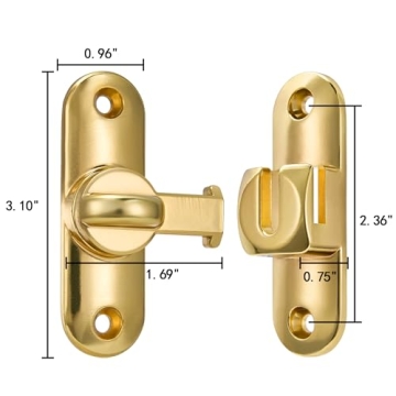 INIRET Gold 90/180 Degree Barn Door Latches for Home Safety