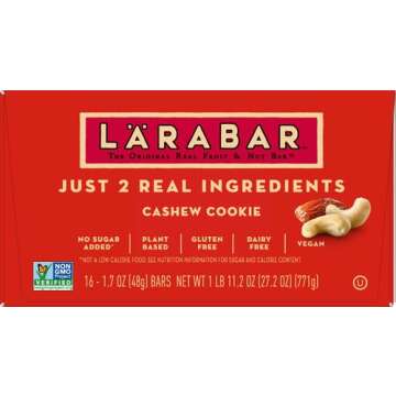 Larabar Cashew Cookie, Gluten Free Vegan Fruit & Nut Bar, 1.7 oz Bars 16 Ct