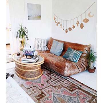 My Urban Crafts Large Celestial Symbology Hamsa Wall Hanging - Hamsa Wall Decor - Evil Eye Decor - Wall Art Moon Decor Boho Accents for Bohemian Room (Rose Gold, 70")