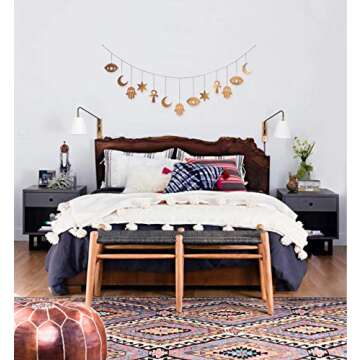 My Urban Crafts Large Celestial Symbology Hamsa Wall Hanging - Hamsa Wall Decor - Evil Eye Decor - Wall Art Moon Decor Boho Accents for Bohemian Room (Rose Gold, 70")