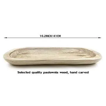 EWEIGEER Wooden Fruit Snack Candy Serving Tray Handmade 16.2"