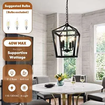 BrightHome Farmhouse Chandelier Adjustable Pendant Light